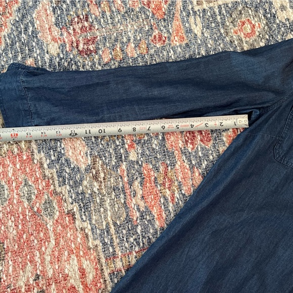 Navy blue long sleeve jean pattern dress - Picture 7 of 10